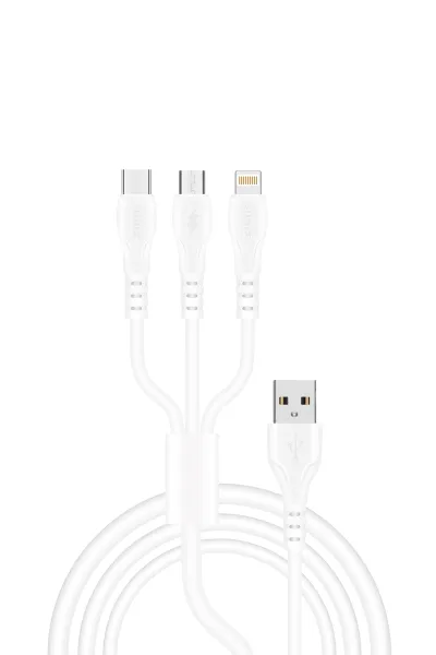 Sunix 3.1A 3in1 Type-C / Micro / Lightning Şarj ve Data Kablosu 1 Metre SC-63 290556