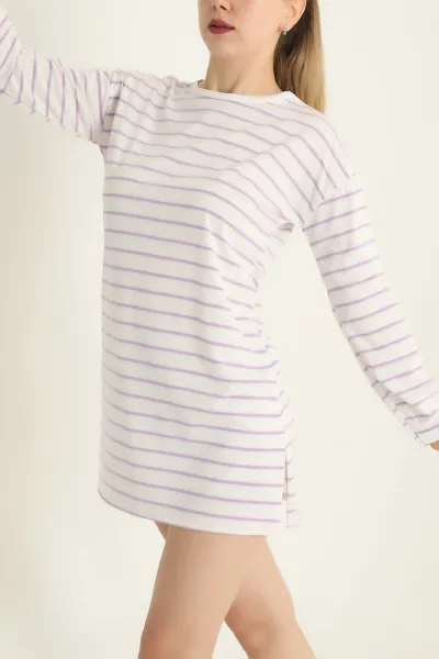 Beyaz Süprem Çizgili Tunik 295152