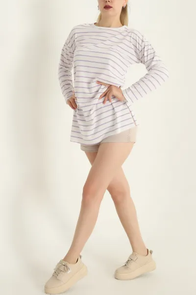 Beyaz Süprem Çizgili Tunik 295152