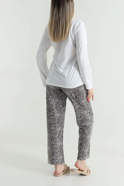 Beyaz Süprem Uzun Kol Kadın Pijama Takımı 493640