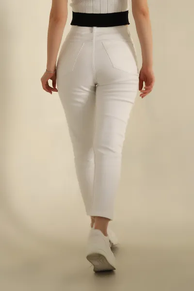 Beyaz Taşlı Boyfrend Kot Pantolon 265890