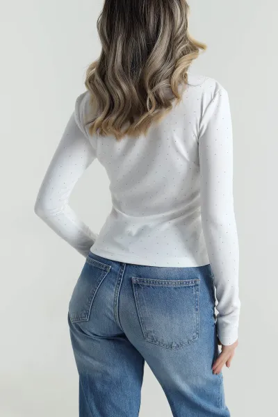 Beyaz Taşlı Tasarım Oysho Kadın Bluz 486653