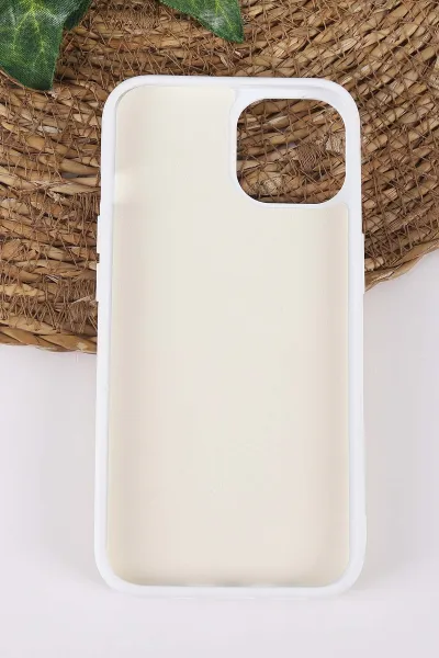 Beyaz TeknoCase İPhone 13 Uyumlu Afra Diamond Case Serisi Lens Hediyeli Premium Sert Silikon Telefon Kılıfı 430507
