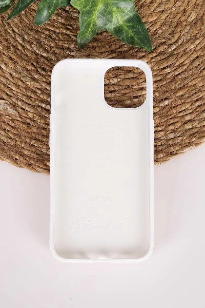 Beyaz TeknoCase İPhone 13 Uyumlu Nelly Diamond Serisi Taşlı Lens Hediyeli Sert Silikon Telefon Kılıfı 480925