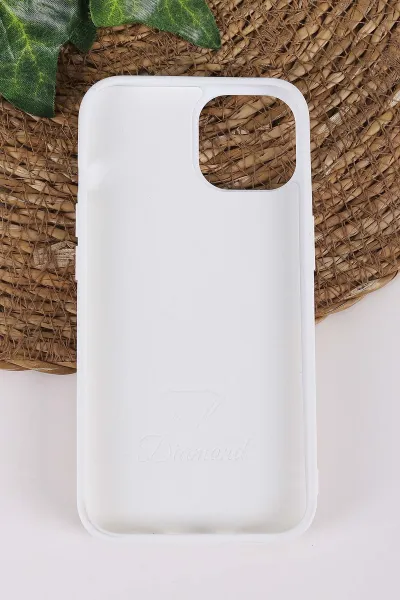 Beyaz TeknoCase İPhone 13 Uyumlu Rose Diamond Case Serisi Gül Desenli Lens Hediyeli Sert Silikon Telefon Kılıfı 450127
