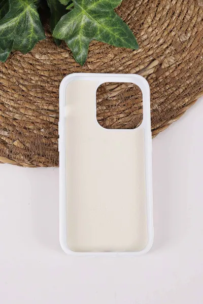 Beyaz TeknoCase İPhone 14 Pro Uyumlu Afra Diamond Case Serisi Lens Hediyeli Premium Sert Silikon Telefon Kılıfı 430517