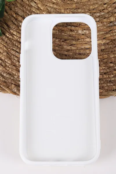 Beyaz TeknoCase İPhone 14 Pro Uyumlu Viola Diamond Case Serisi Kartlıklı Lens Hediyeli Sert Silikon Telefon Kılıfı 430804