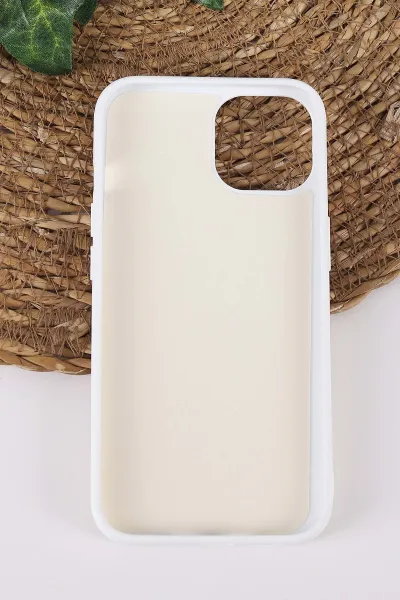 Beyaz TeknoCase İPhone 14 Uyumlu Afra Diamond Case Serisi Lens Hediyeli Premium Sert Silikon Telefon Kılıfı 430512