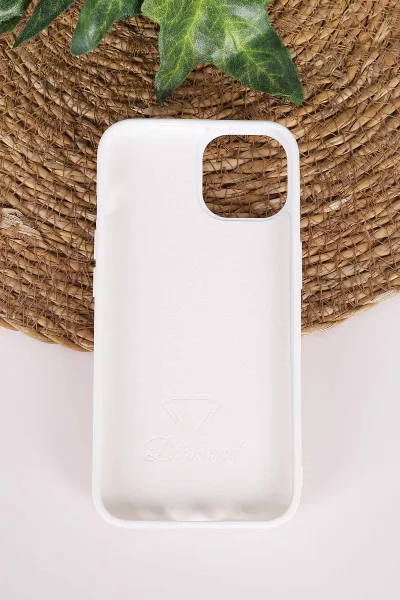 Beyaz TeknoCase İPhone 14 Uyumlu Nelly Diamond Serisi Taşlı Lens Hediyeli Sert Silikon Telefon Kılıfı 480929