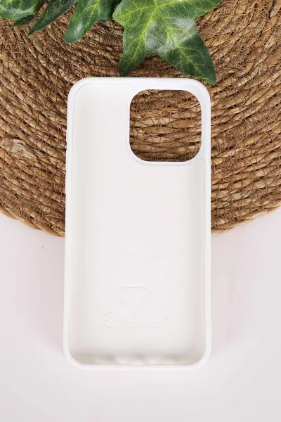 Beyaz TeknoCase İPhone 15 Pro Max Uyumlu Nelly Diamond Serisi Taşlı Lens Hediyeli Sert Silikon Telefon Kılıfı 480945