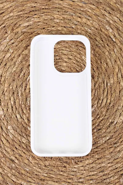Beyaz TeknoCase İPhone 15 Pro Uyumlu Dlr Diamond Case Serisi Lens Hediyeli Premium Sert Silikon Telefon Kılıfı 430376