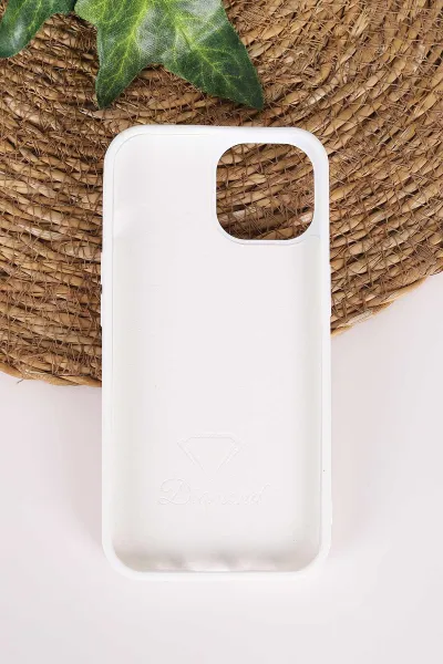 Beyaz TeknoCase İPhone 15 Uyumlu Nelly Diamond Serisi Taşlı Lens Hediyeli Sert Silikon Telefon Kılıfı 480937