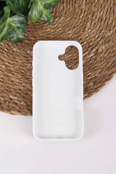 Beyaz TeknoCase İPhone 16 Uyumlu Dlr Diamond Case Serisi Lens Hediyeli Premium Sert Silikon Telefon Kılıfı 430384