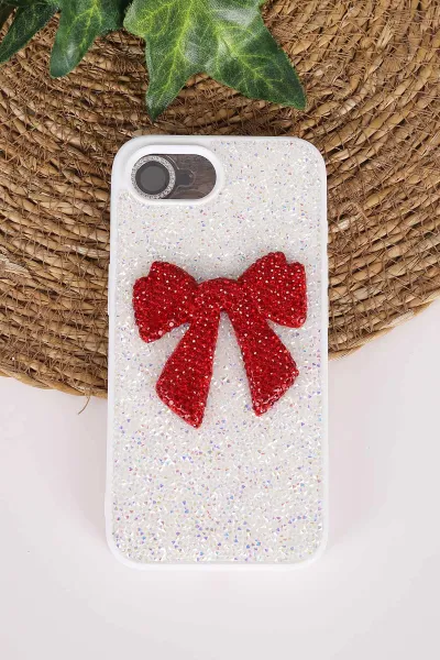 Beyaz TeknoCase İPhone 16E & 17E Uyumlu Nelly Diamond Serisi Taşlı Lens Hediyeli Sert Silikon Telefon Kılıfı 480977