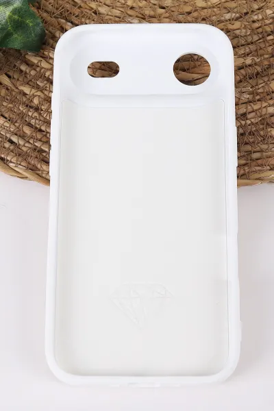 Beyaz TeknoCase İPhone 17 Air Uyumlu Afra Diamond Case Serisi Lens Hediyeli Premium Sert Silikon Telefon Kılıfı 430569
