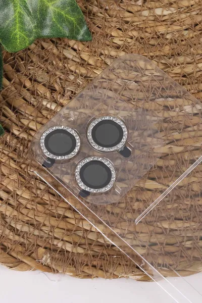 Beyaz TeknoCase İPhone 17 Pro Uyumlu Viola Diamond Case Serisi Kartlıklı Lens Hediyeli Sert Silikon Telefon Kılıfı 430867
