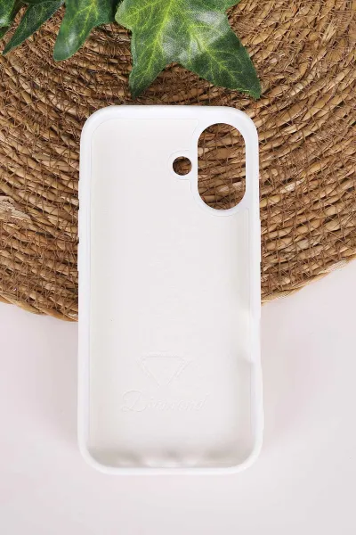 Beyaz TeknoCase İPhone 17 Uyumlu Nelly Diamond Serisi Taşlı Lens Hediyeli Sert Silikon Telefon Kılıfı 480964