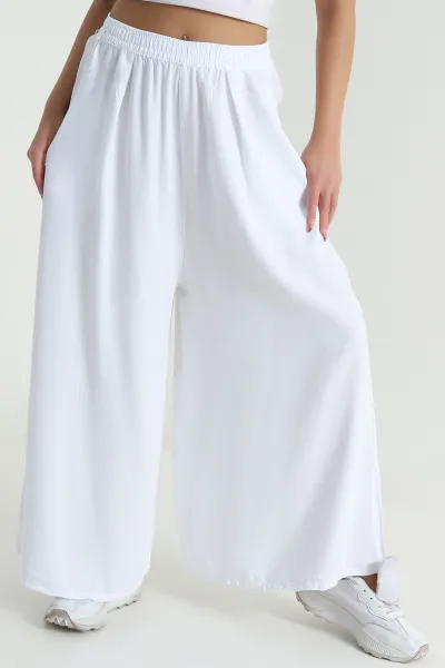 Beyaz Tensel Modal Kadın Pantolon Etek 478763
