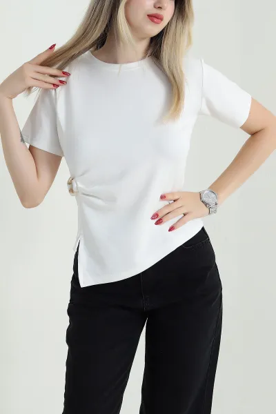 Beyaz Tokalı Oysho Kadın Bluz 471565