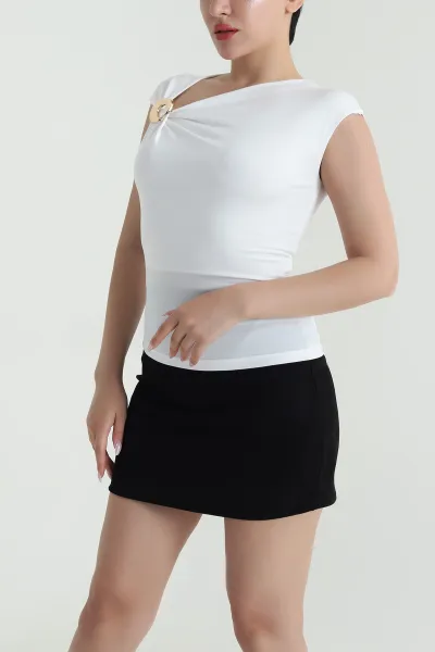 Beyaz Tokalı Sandy Kadın Bluz 465394
