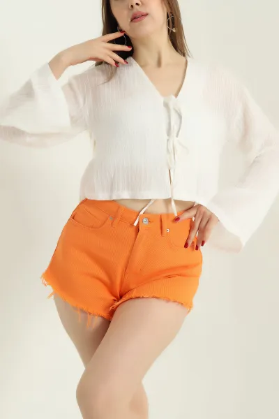 Beyaz Transparan Dokuma Viskon Bluz 336897