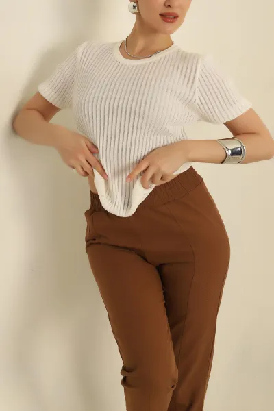 Beyaz Transparan Triko Bluz 272851
