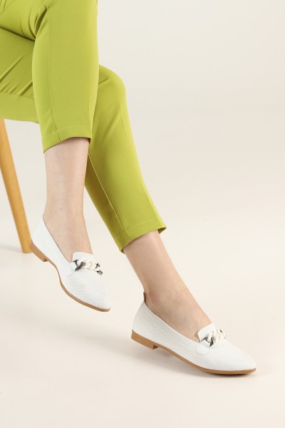 Beyaz Triko Tokalı Babet Ayakkabı 182844