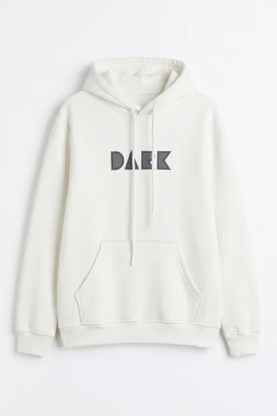Beyaz Üç İp Şardonlu Kapüşonlu Erkek Sweatshirt 497785
