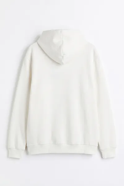 Beyaz Üç İp Şardonlu Kapüşonlu Erkek Sweatshirt 497785