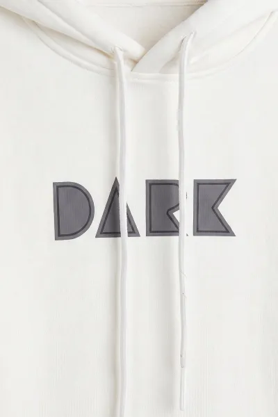 Beyaz Üç İp Şardonlu Kapüşonlu Erkek Sweatshirt 497785