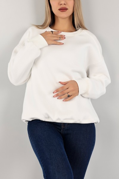 Beyaz Üç İplik Şardonlu Sweat 141594