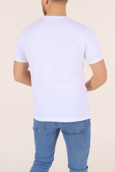 Beyaz V Yaka Basic Erkek Tişört 169570