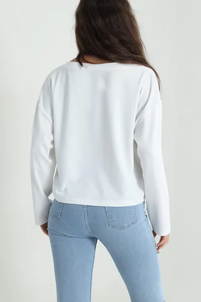 Beyaz V Yaka Modal Kadın Bluz 483081