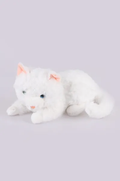 Beyaz Vardem 30 Cm İri Gözlü Sesli Peluş Kedi Oyuncağı 460536