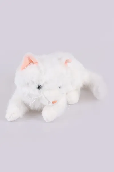 Beyaz Vardem 30 Cm İri Gözlü Sesli Peluş Kedi Oyuncağı 460536