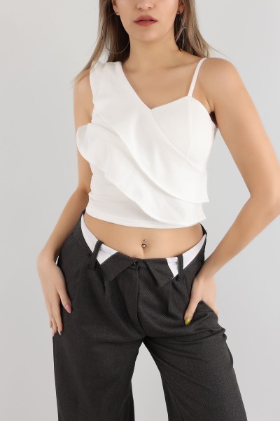 Beyaz Volanlı Bluz 169277