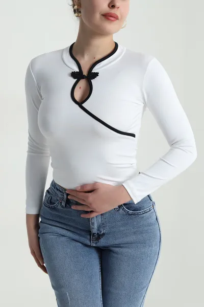 Beyaz Yaka Detay Dalgıç Kadın Bluz 493713