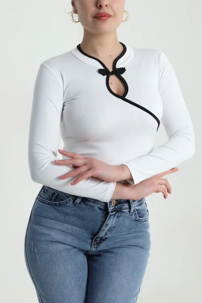 Beyaz Yaka Detay Dalgıç Kadın Bluz 493713