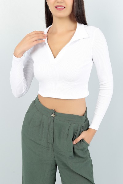 Beyaz Yakalı Fitilli Bluz 74148