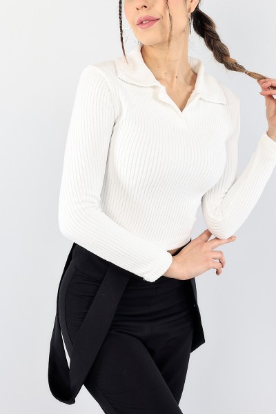 Beyaz Yakalı Fitilli Triko 92708