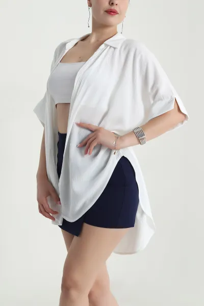 Beyaz Yakalı Viskoz Kadın Kimono 481150