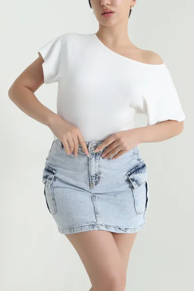 Beyaz Yarasa Kol Modal Kadın Bluz 467741