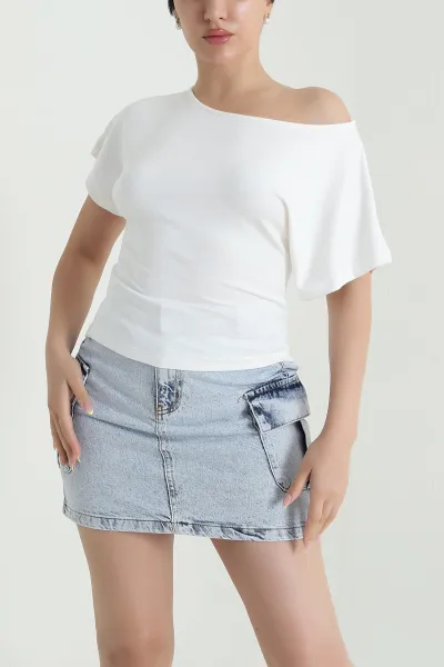 Beyaz Yarasa Kol Modal Kadın Bluz 467741