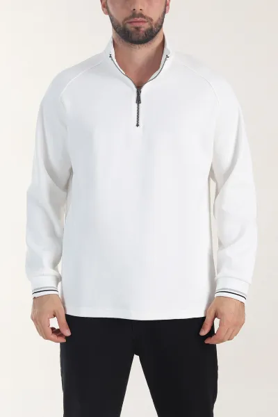 beyaz-yarim-fermuarli-dik-yaka-erkek-sweatshirt-406953