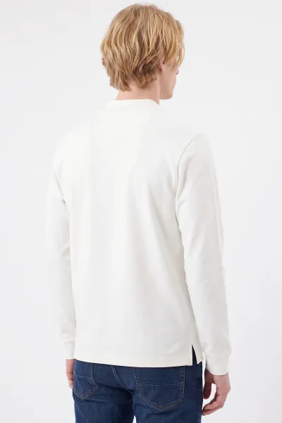 Beyaz Yarım Fermuarlı Erkek Sweatshirt 492050