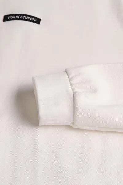 Beyaz Yazı Detaylı Bisiklet Yaka Erkek Sweatshirt 396911