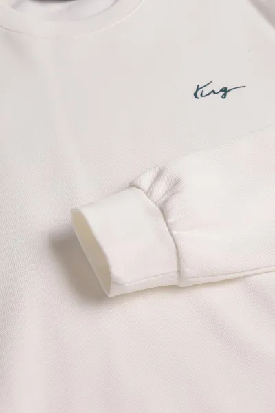 Beyaz Yazı Detaylı Bisiklet Yaka Erkek Sweatshirt 396930