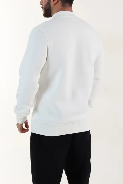 Beyaz Yazı Detaylı Bisiklet Yaka Erkek Sweatshirt 397039