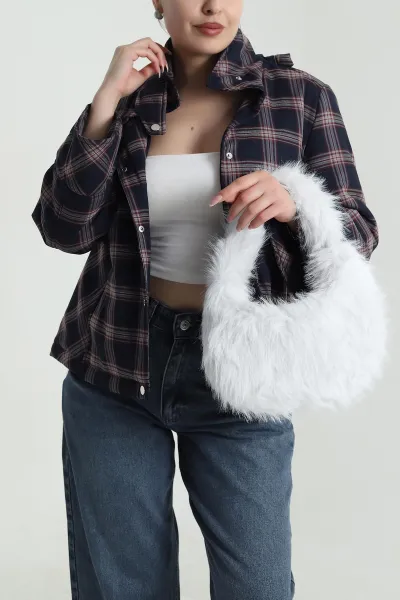 Beyaz Yeni Sezon Kadın Peluş Çanta 494225