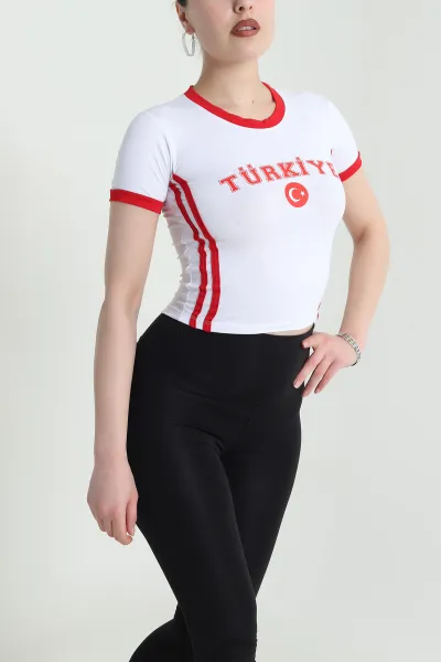 Beyaz Yeni Sezon Kadın Süprem Tişört 462392
